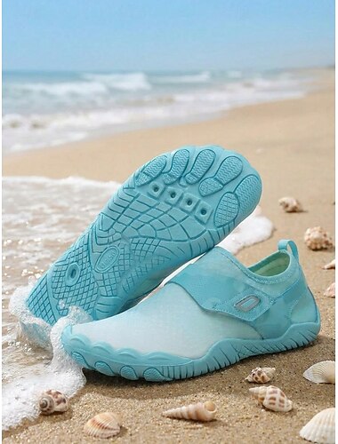  Women's Blue Comfortable Water Shoes with Non-Slip Sole & Magic Tape - Breathable Quick-Dry Footwear for Hiking, Beach, Pool, Snorkeling & Water Sports