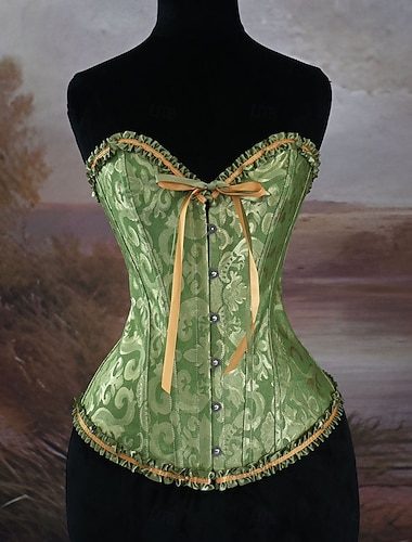  Medievale Rinascimento Corsetto Corsetto Overbust Nobildonna Jacquard Allacciato Floreale Costume Per donna Reale Halloween Carnevale Fiera Rinascimentale LARP Adulti Corsetto Primavera & Estate