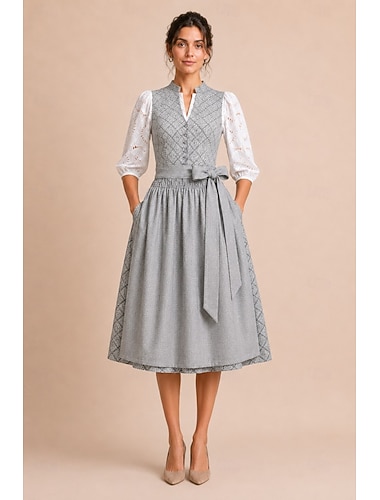  Oktoberfest Vestito Dirndl Abiti tradizionali Cameriera Bavarese Tedesco Prati Per donna Carnevale Festa della birra Panno in stile tradizionale Vestito Grembiule Senza camicetta