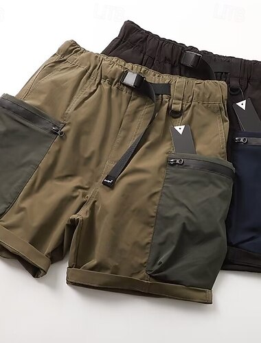  Homens Shorts ao ar livre Bermuda Cargo Shorts de caminhada Calções Cambat Verão Primavera Outono Ao ar livre Moderno Prova-de-Água Secagem Rápida Leve Respirável Calção Zípers Bolsos Preto Verde
