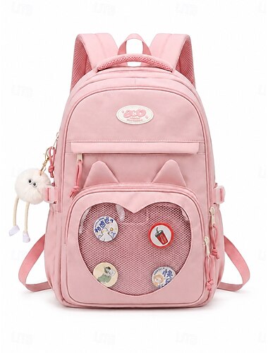  Kawaii schoolrugzak voor meisjes met meerdere vakken, ruime polyester boekentas met draagriem, leuke laptoprugzak voor tieners voor school, reizen en kamperen. &dagelijks gebruik, meerdere kleuren