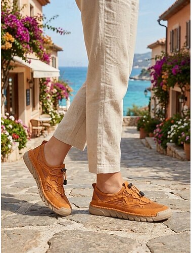  Baskets kaki respirantes pour femmes – chaussures légères en maille, faciles à enfiler et à lacer rapidement, confortables et antidérapantes, idéales pour les voyages et les activités de plein air.