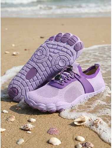  Scarpe da acqua minimaliste viola da donna con coulisse regolabile - calzature traspiranti in maglia a pianta larga, scarpe da spiaggia antiscivolo per snorkeling, nuoto, escursionismo &sport