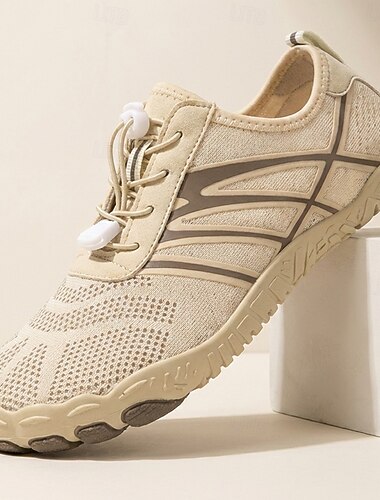  Beige heren outdoor sneakers met veters, lichtgewicht, ademend, comfortabel, geschikt voor wandelen, casual sportschoenen voor reizen, buitenactiviteiten, dagelijks gebruik en weekendactiviteiten.
