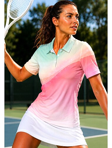  Kaltevuus Urheilupaita Poolopaita Tennispaita Lyhythihainen Kukka-aihe Napit UPF50+ UV-vastustuskykyinen Erittäin elastinen Kosteuden siirtävä Hengittävä Lentopallo Tennis Golf Kaulus Pikeepaita