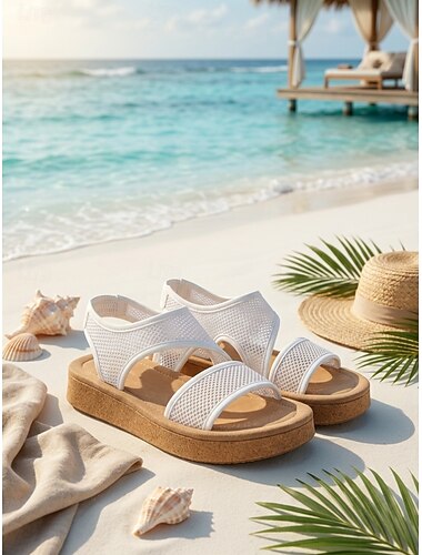  Ademende platform sandalen van mesh voor dames – lichtgewicht, casual zomersandalen met open teen, comfortabel voor buiten, perfect voor wandelen, reizen, strand, tuinieren en dagelijks gebruik.