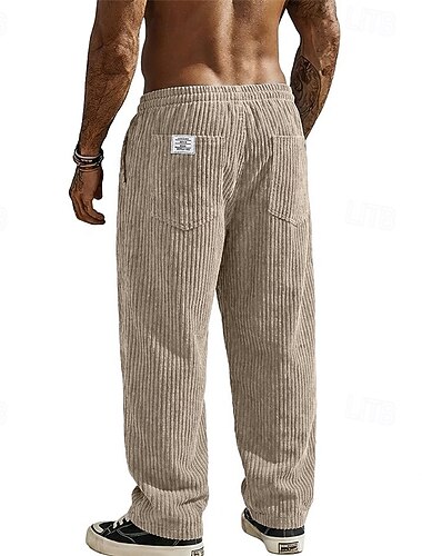  Per uomo Pantaloni Pantaloni in velluto a coste Pantaloni invernali Pantaloni casual Pantaloni Larghi Coulisse Ricamato Tasca Tinta unica Comodità Lunghezza intera Casuale Quotidiano All'aperto Moda
