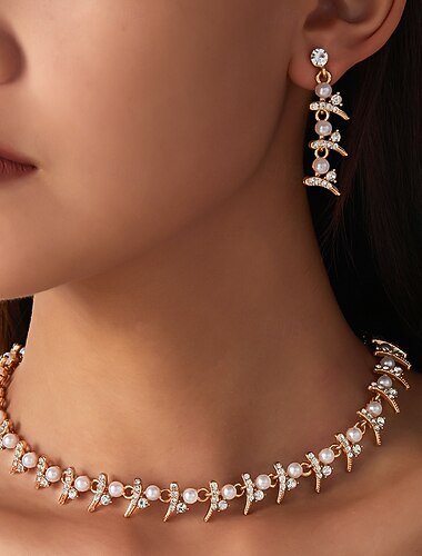  Oorbellenset 2 Parel Kromi Oorbellen Kettingen Dames Modieus Sieraden set Voor Feest
