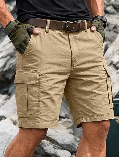  Herren Cargohose Cargohosen Cargo-Shorts Shorts Freizeitshorts Tasche Elastischer Bund Mehrere Taschen Einfach Einheitliche Farbe Kurz Lässig Outdoor Streetwear Mode Streetwear Meerblau Khaki