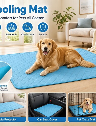  ペット用冷却マット、犬猫用冷却パッド、滑り止め、洗濯可能、通気性、夏用ペットベッドマット、ソファ、車のシート、ケージの床、屋内・屋外用