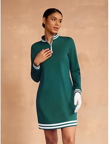  Dames golf jurk Donkergroen Lange mouw Jurken Dames golfkleding kleding outfits draag kleding