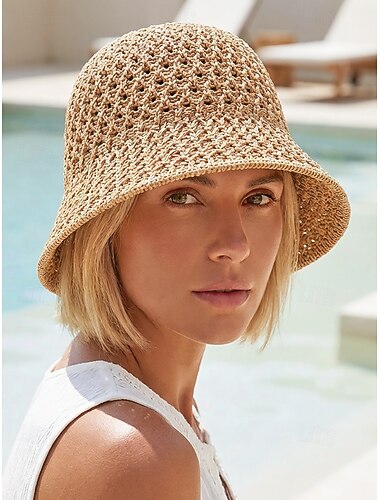  Vintage-Strohhut für Damen – handgewebter, atmungsaktiver Sonnenhut, leicht &Faltbarer, eleganter Strandhut für Sommerurlaub, Reisen und Outdoor-Aktivitäten