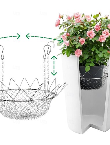  säädettävä istutusosa suurille ruukkuille, kestävät, ruostumattomasta teräksestä valmistetut korokkeet, yleismalli, 30–45 cm, nostaa kasveja vähentääkseen mullan käyttöä, hää- ja juhlakoristeisiin