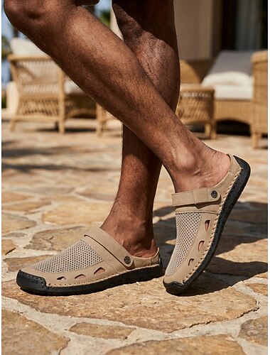  Sandali da uomo modello zoccolo, traspiranti, comodi, con ritagli, calzature casual e leggere per resort all'aperto, tempo libero in giardino, viaggi e per l'uso quotidiano in estate.