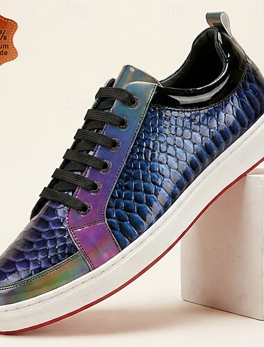  Modische Herren-Sneaker mit schillernder Schuppenstruktur, niedrige Schnürschuhe für Herren, perfekt für Streetwear, Partys, Reisen und trendige Alltagsoutfits.