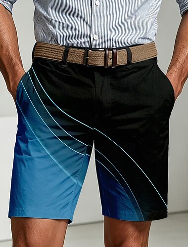  Herre Geometrisk Linje Abstrakt kunst Bermudashorts Casual shorts Shorts til golfbruk Medium Midje Business Casual Arbeid Golf Strandferie Flate shorts med fire lommer Designer Klær