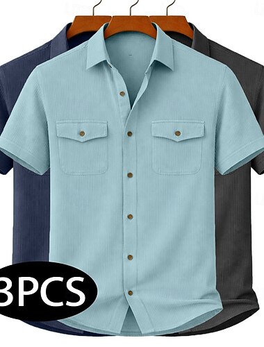  Voor heren Overhemd Normaal shirt Corduroyshirt Overhemd met knopen Zwart + Wit + Lichtblauw Lichtblauw + Marineblauw + Zwart Beige+Geel+Wit Legergroen + Wit + Marineblauw Bruin + Geel + Lichtblauw