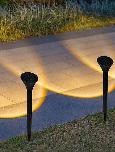  Lot de 2 lampes solaires d'extérieur pour allée, étanches IP55, à planter dans le jardin, avec deux modes d'éclairage (fort/faible), en ABS, pour jardin, terrasse, allée, pelouse ou parterre de