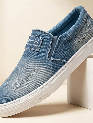  Baskets en jean pour homme, mocassins décontractés délavés à l'ancienne, parfaits pour les promenades quotidiennes, les vacances, le streetwear et les tenues de week-end.