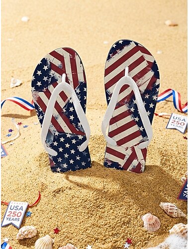  Infradito da donna con bandiera americana patriottica – sandali da spiaggia leggeri per il giorno dell'indipendenza, le celebrazioni negli Stati Uniti e le vacanze al mare. &viaggi estivi