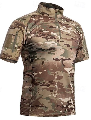  Hombre Camisa para senderismo Sudadera con un cuarto de cremallera Camiseta de rendimiento Manga Corta Escote Chino Camiseta Al aire libre Secado rápido Ligero Reductor del Sudor Transpirable Verano