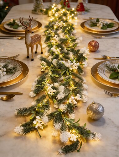  folha de pinheiro, baga vermelha &Luzes de Natal em formato de pinha – luzes decorativas para ambientes internos e externos, ideais para sala de estar, varanda, sala de jantar, Natal, festas e