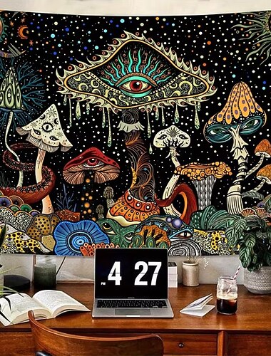  psykedelisk svampväggtapet, trippy tredje ögat stjärnhimmel väggbonad för sovrum studentrum hippiedekor