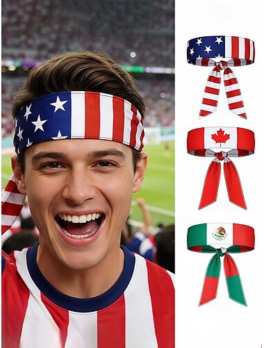  Fascia elastica da uomo in poliestere con stampe di bandiere nazionali, elastica sportiva &Accessorio di supporto per i tifosi durante le partite di calcio e le attività all'aperto. &abbigliamento