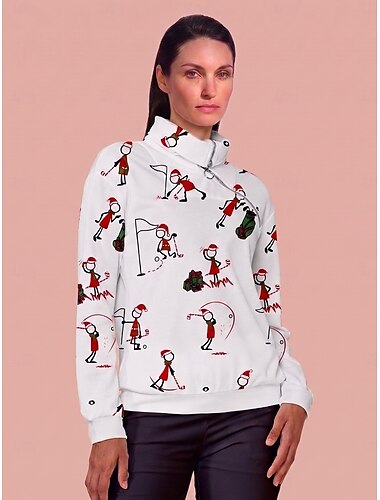  Dames Trui met capuchon Wit Lange mouw Kleding Bovenlichaam Dames golfkleding kleding outfits draag kleding