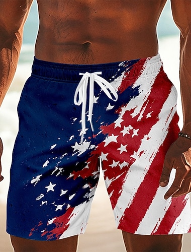  Heren 250e Jubileum Patriottische Amerikaanse Vlag 1776 2026 Zwemshorts Met Koord Zijzakken Zomer Strandkleding