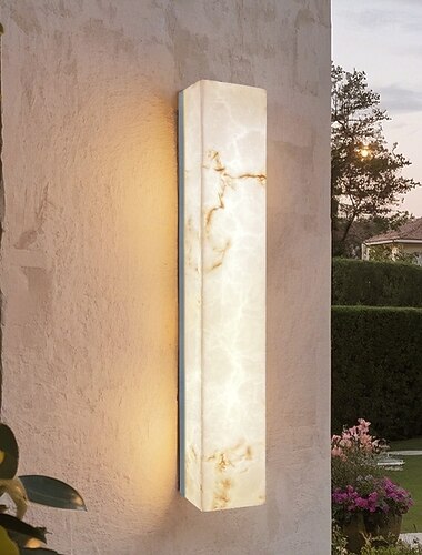  Lámpara de pared lineal larga para exteriores, aplique de pared de mármol, lámpara de pared LED, apliques de pared negros para baño, lámpara de pared para jardín, patio, calle.