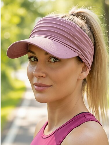  Cappello con visiera elasticizzato da donna in poliestere, berretto in tessuto elasticizzato per attività all'aperto, viaggi e vacanze, disponibile in vari colori, comodo copricapo estivo per donne.