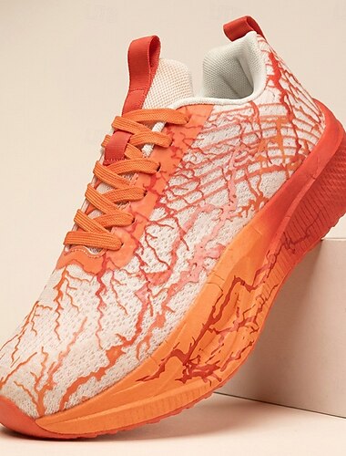  scarpe da corsa arancioni da uomo, scarpe da passeggio atletiche con lacci, scarpe sportive leggere e ammortizzate per palestra, streetwear, outdoor