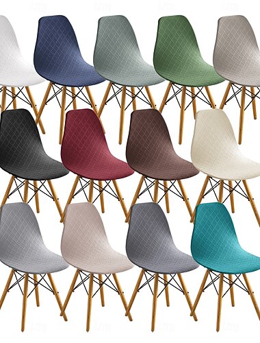 Housse de chaise extensible en jacquard, housse de chaise texturée à dossier festonné pour salle à manger