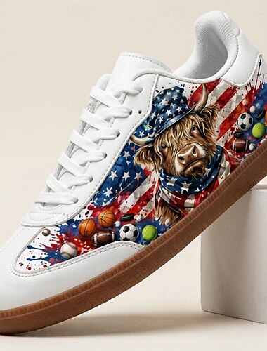  Heren USA Leeuw Voetbal Print Lage Sneakers Veterschoenen Casual Atletische Stijl Schoenen Gevoerde Comfortabele Fashion Trainers voor Mannen Fan Evenementen Stadion Outfits Sport Feesten en
