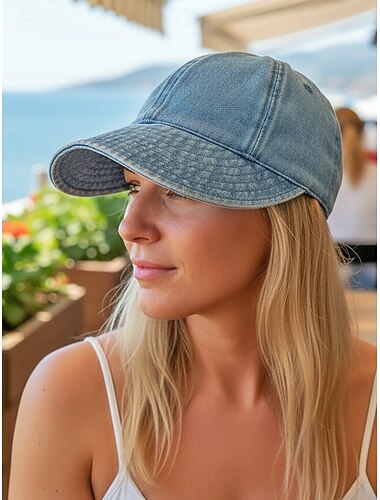  Dames denim baseballpet, veelkleurige zonnehoed met brede rand en verstelbare achterband, ideaal voor op reis, vakantie en dagelijks gebruik.