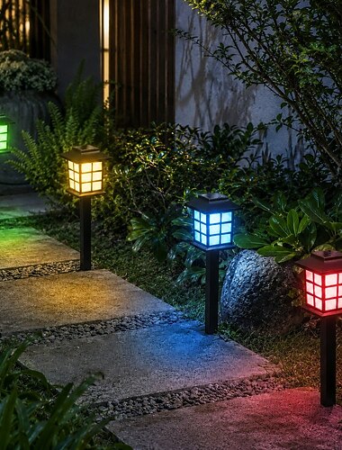  4 Uds. De luces de camino para exteriores, luz solar para jardín, calle, luz led para césped, pasarela impermeable, decoración de vacaciones, iluminación de paisaje, lámpara de patio