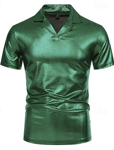  Retro vintage Schijf Jaren '80 Hemd POLO Shirt Korte mouwen Schijf Glanzend metallic Kostuum Voor heren Halloween Carnaval Maskerade Feest Bar Nachtclub Volwassenen Hemd Zomer