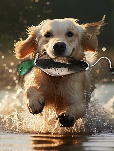  Boneco de adestramento para cães com alavanca de lançamento, brinquedo de busca realista em formato de pato, ideal para filhotes e cães de caça.