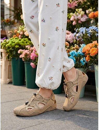  Chaussures de randonnée kaki pour femmes, sandales de trekking respirantes et légères avec maille à séchage rapide pour la marche sur sentier et la randonnée en rivière. &aventures estivales