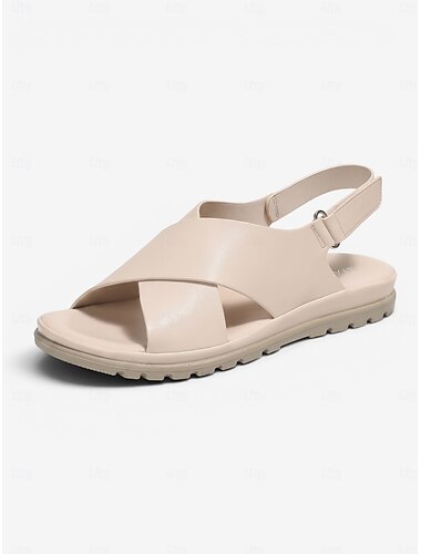  Damessandalen met amandelvormige voetboogondersteuning - lichtgewicht sandalen met gekruiste bandjes en antislipzool voor de hele dag comfort, ideaal om te wandelen of te reizen. &vrijetijdskleding