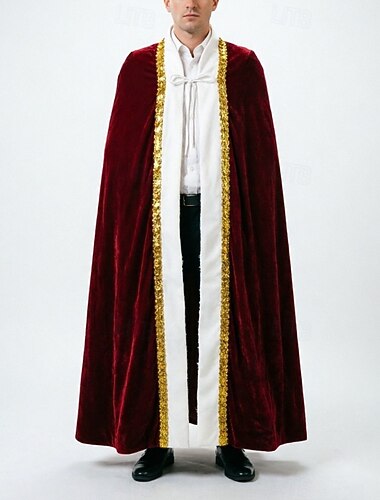  Medieval Renascentista chique Capa Príncipe Fantasia Homens Fantasia Real Dia Das Bruxas Carnaval Festa Espetáculo feira renascentista Adulto Capa