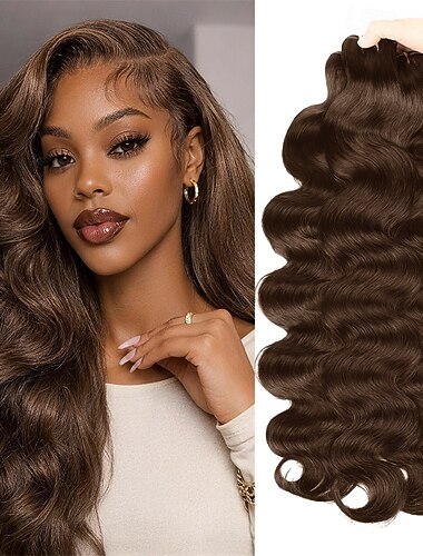  12a menselijk haar, bruine kleur, 3 bundels body wave met menselijk haar, 300 g, voor zwarte vrouwen