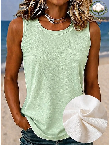  Damen Hemd Textur Bluse Sommeroberteile Einfach Stilvoll Klassisch Ärmellos Rundhalsausschnitt V Ausschnitt Rundhals Lange Oberteile Lässig Blau Weiß Hellgrün Sommer Frühling