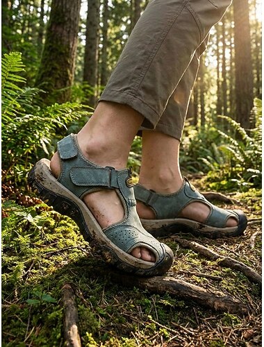  Sandali da trekking da donna color kaki a punta chiusa, scarpe sportive da esterno antiscivolo con cinturino regolabile, sandali da trail traspiranti e comodi per trekking e campeggio. &attività