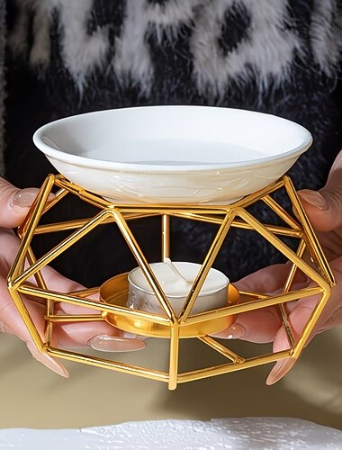  Lampada per aromaterapia in ferro, scaldacandele, lampada per aromaterapia in ceramica, purificatore d'aria e rilassante, bruciatore di oli essenziali