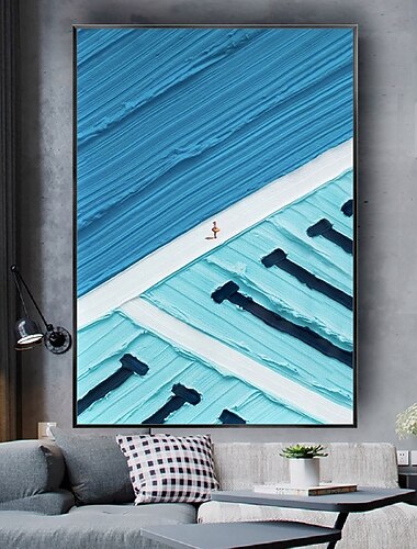  Mintura, pinturas al óleo hechas a mano sobre lienzo con diseño de piscina, decoración de pared, arte abstracto moderno con textura, imágenes veraniegas para la decoración del hogar, pintura enrollada