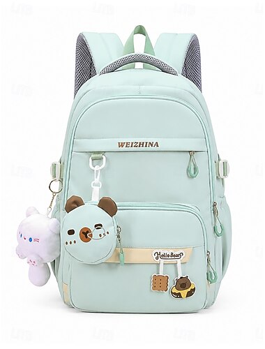  Grote schoolrugzak voor meisjes met meerdere vakken, waterdichte polyester boekentas met bagageriem, schattige kawaii reisrugzak voor school, kamp en dagelijks gebruik, verkrijgbaar in diverse