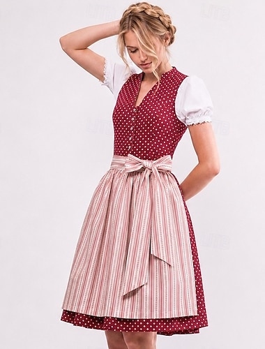  Oktoberfest Jurken Dirndl Trachtenkleider Oktoberfest / bier Bavarian Wiesn Weiden Dames Doek in traditionele stijl Kleding Schort Zonder blouse