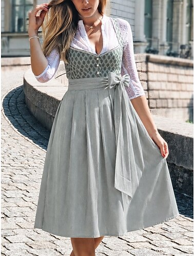  Oktoberfest Klänningar Dirndl Trachtenkleader Hembiträde Bavarian Tyska Ängar Dam Traditionell stil tyg Klänning Förkläde Utan blus (75 cm)
